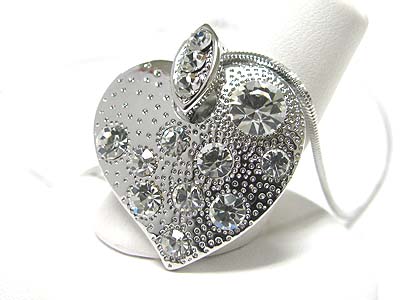 Made in korea whitegold plating crystal bubble heart pendant necklace