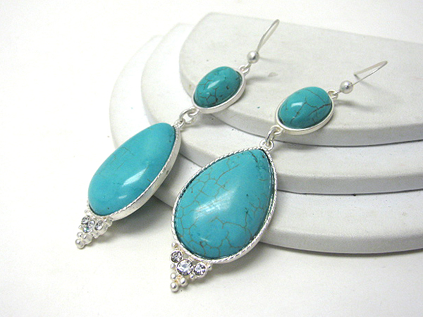 Turquoise and crystal drop earrings