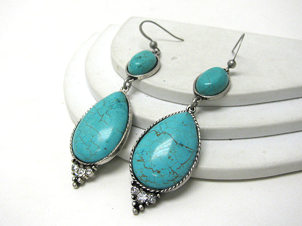 Turquoise and crystal drop earrings