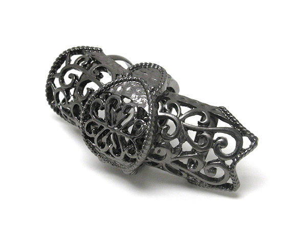 Glam punk metal filigree joint knuckle armor ring