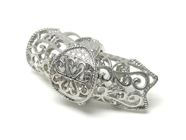 Glam punk metal filigree joint knuckle armor ring