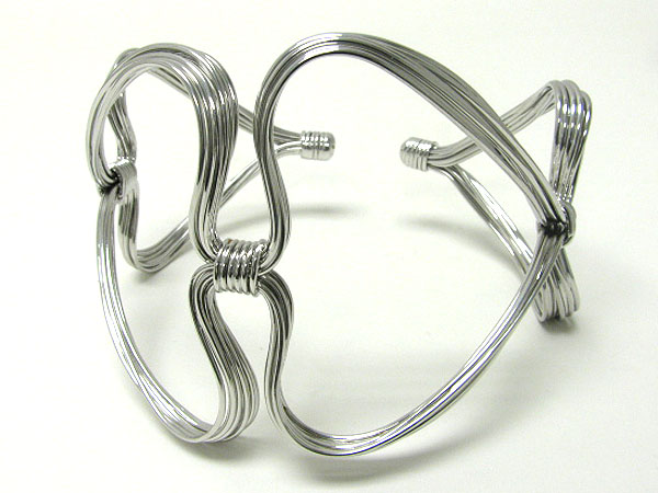 Architectural style metal wired cuff bangle