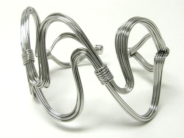 Architectural style metal wired cuff bangle