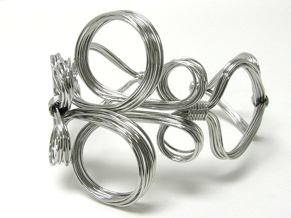 Architectural style metal wired cuff bangle