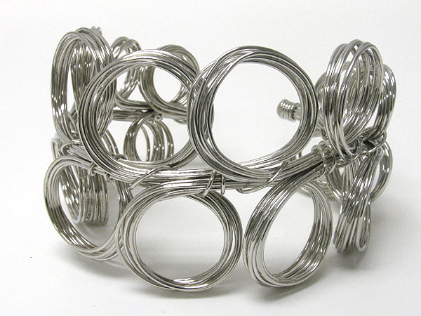 Architectural style metal wired cuff bangle