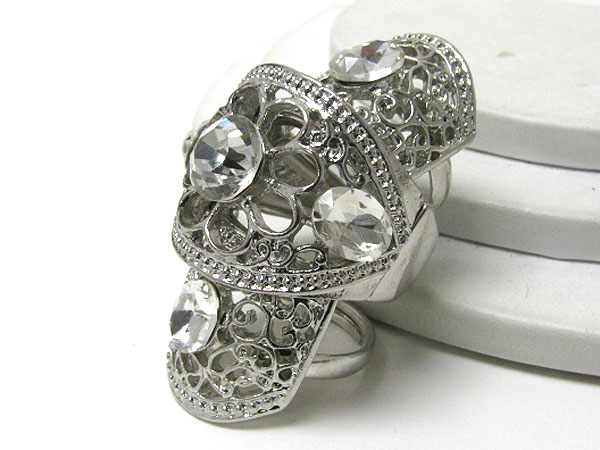 Glam punk crystal deco joint knuckle armor ring?