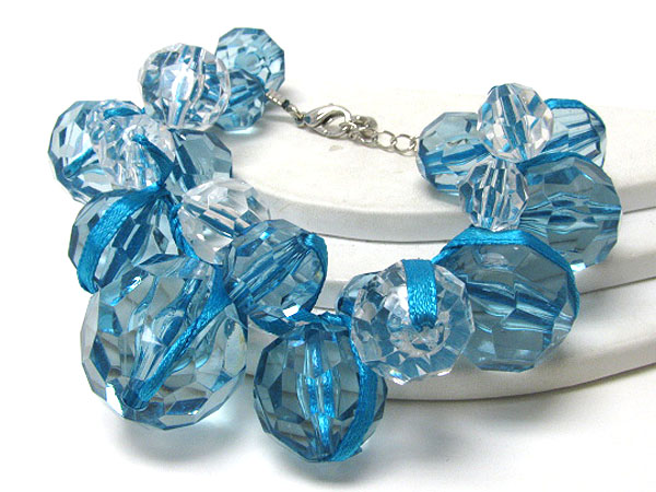 Facet acryl ice beads lace thread bracelet