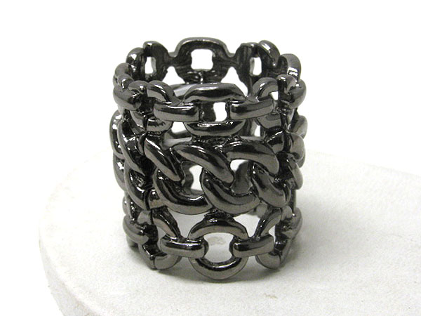 Triple metal chain stretch ring 