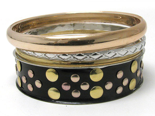 Mixed metal stackable bangle set of 3