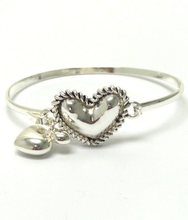 Textured metal heart bangle