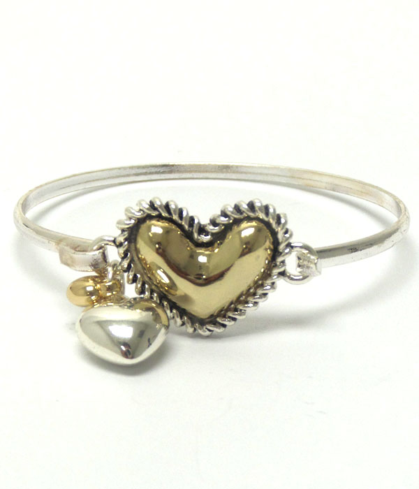 Textured metal heart bangle