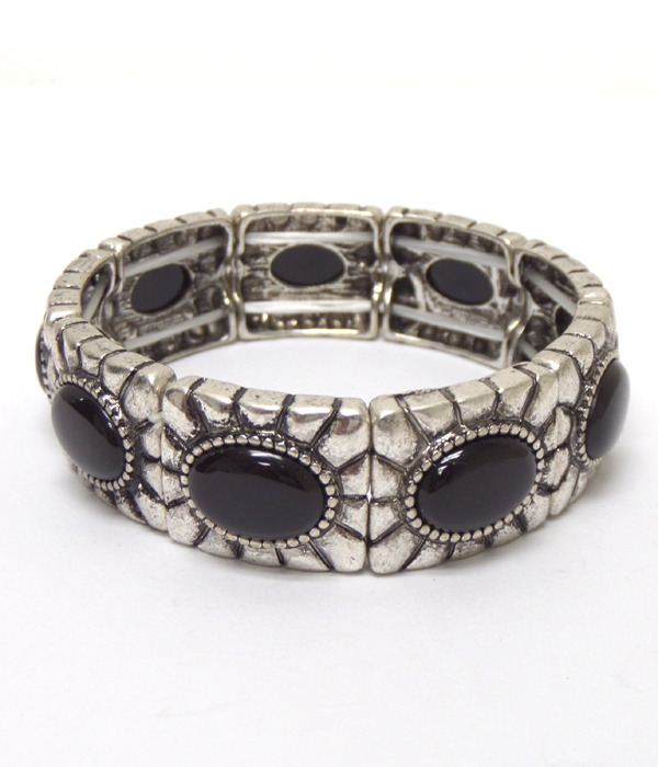 Burnish silver linked stones bracelet