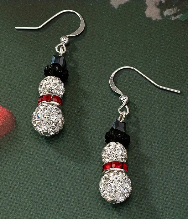 Christmas theme crystal snowman earring