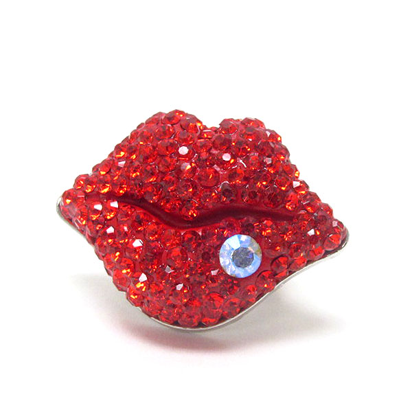 Crystal stud valentine lips stretch ring -valentine