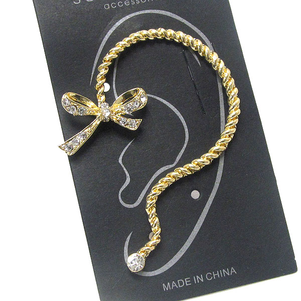 Crystal deco ribbon earcuff