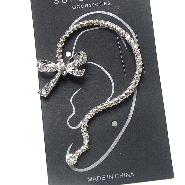 Crystal deco ribbon earcuff