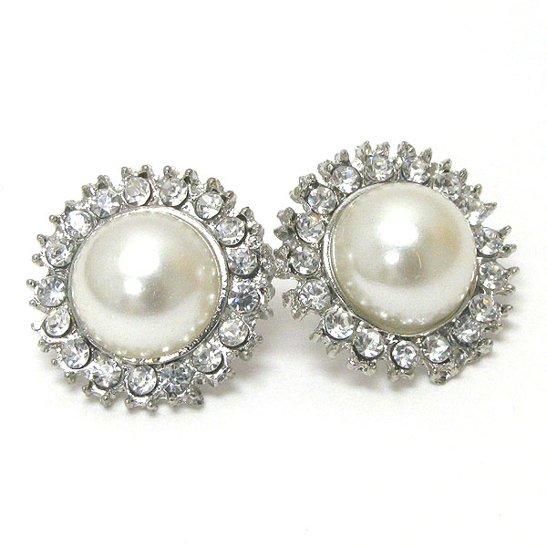 Pearl and crystal flower earring