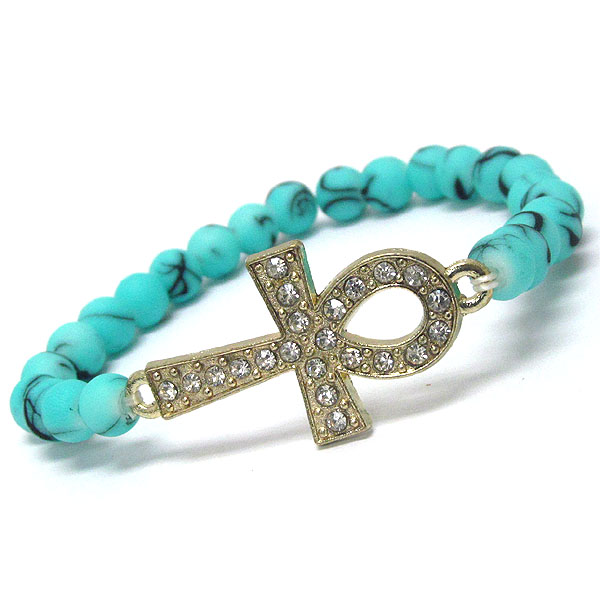 Crystal deco egyptian cross stretch bracelet