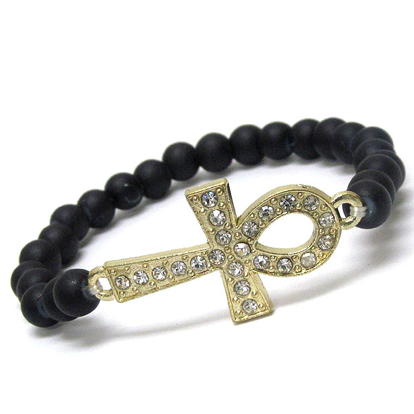 Crystal deco egyptian cross stretch bracelet