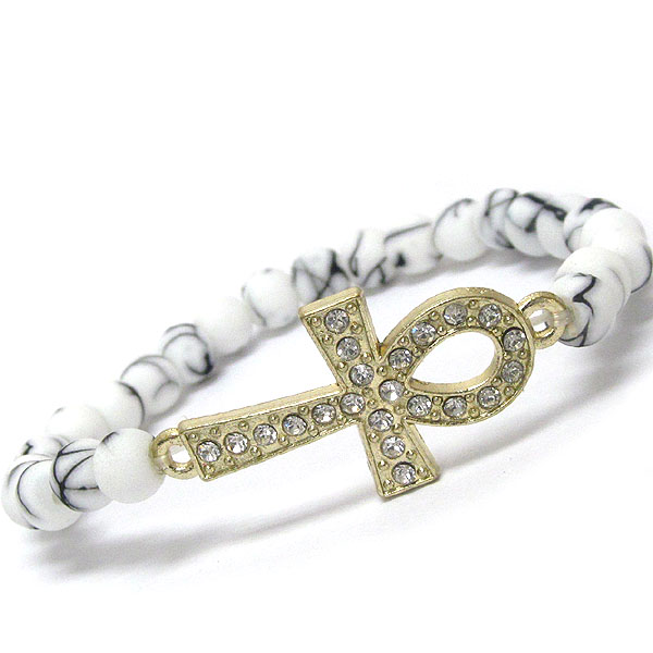 Crystal deco egyptian cross stretch bracelet