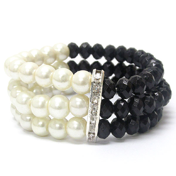 Crystal and pearl deco stretch bracelet