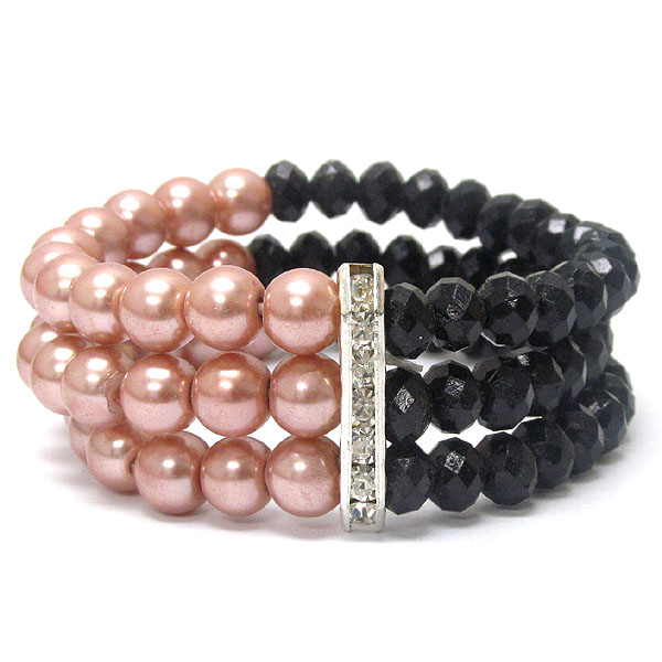 Crystal and pearl deco stretch bracelet