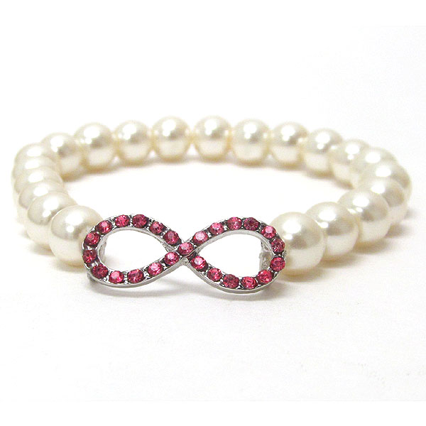 Crystal deco infinite and pearl stretch bracelet