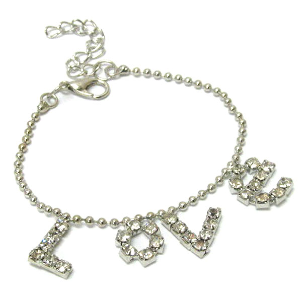 Crystal deco love dangle bracelet