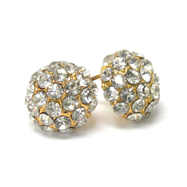 Crystal deco half ball stud earring