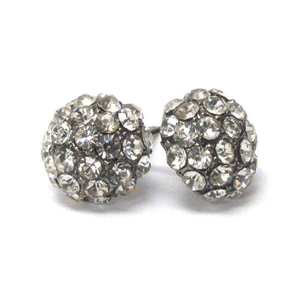 Crystal deco half ball stud earring