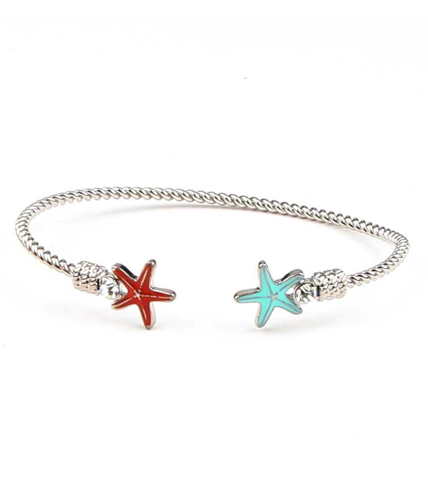 Sealife theme wire bangle bracelet - starfish