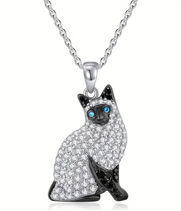 Pet lovers theme epoxy cat necklace - siamese cat