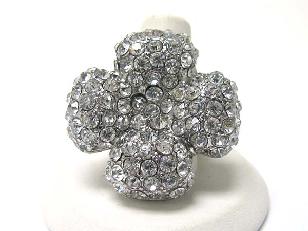 Paved crystal flower stretch ring