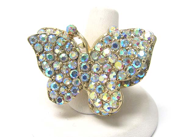 Crystal stud butterfly stretch ring