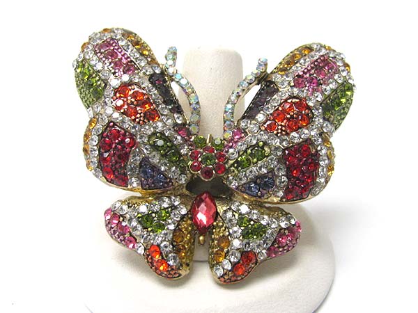 Crystal stud butterfly stretch ring