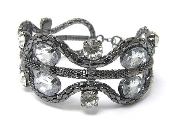 Crystal deco metal tube chain link bracelet