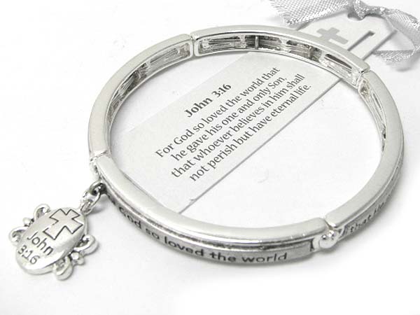 Sole bible theme charm message inscribed stretch bracelet