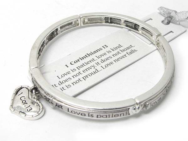 Sole bible theme charm message inscribed stretch bracelet