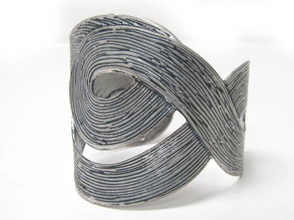 Burnish metal textured cuff bangle