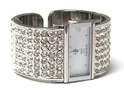 Crystal wide band cuff fashion watch