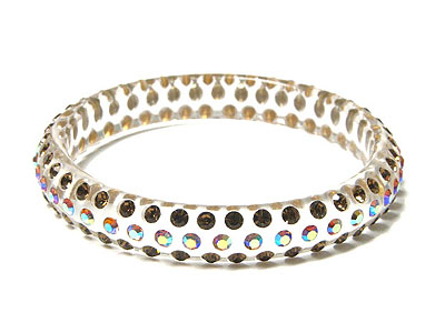 Multi crystal transparent acrylic bangle