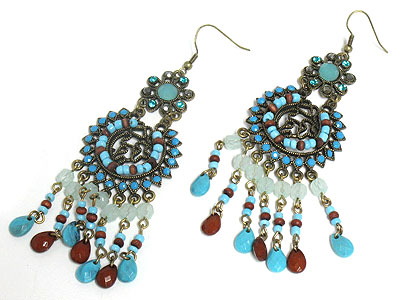 Multi bead and crystal earring