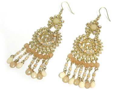 Multi bead and crystal chandelier earring