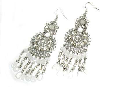 Multi bead and crystal chandelier earring