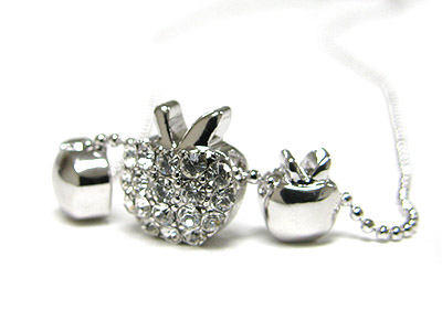 Made in korea whitegold plating crystal triple apple necklace