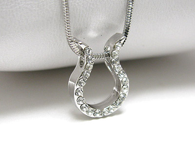 Made in korea whitegold plating crystal horse shoe necklace