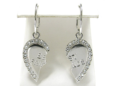 Made in korea whitegold plating best friends heart earring