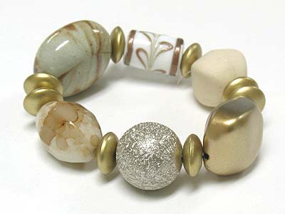 Ceramic stone stretch bracelet