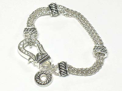 Crystal buckle link multi chain bracelet