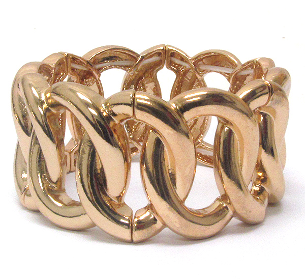 Thick metal chain link stretch bracelet